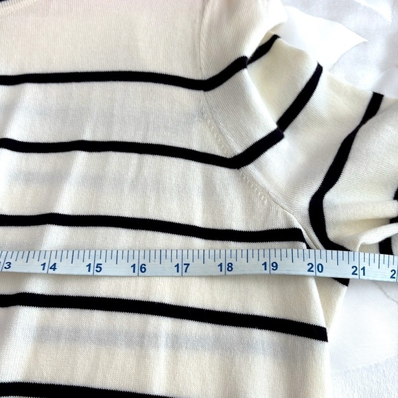Talbots Striped Cream and Black Cardigan Sweater with Front Buttons. Size XL p - Picture 8 of 11